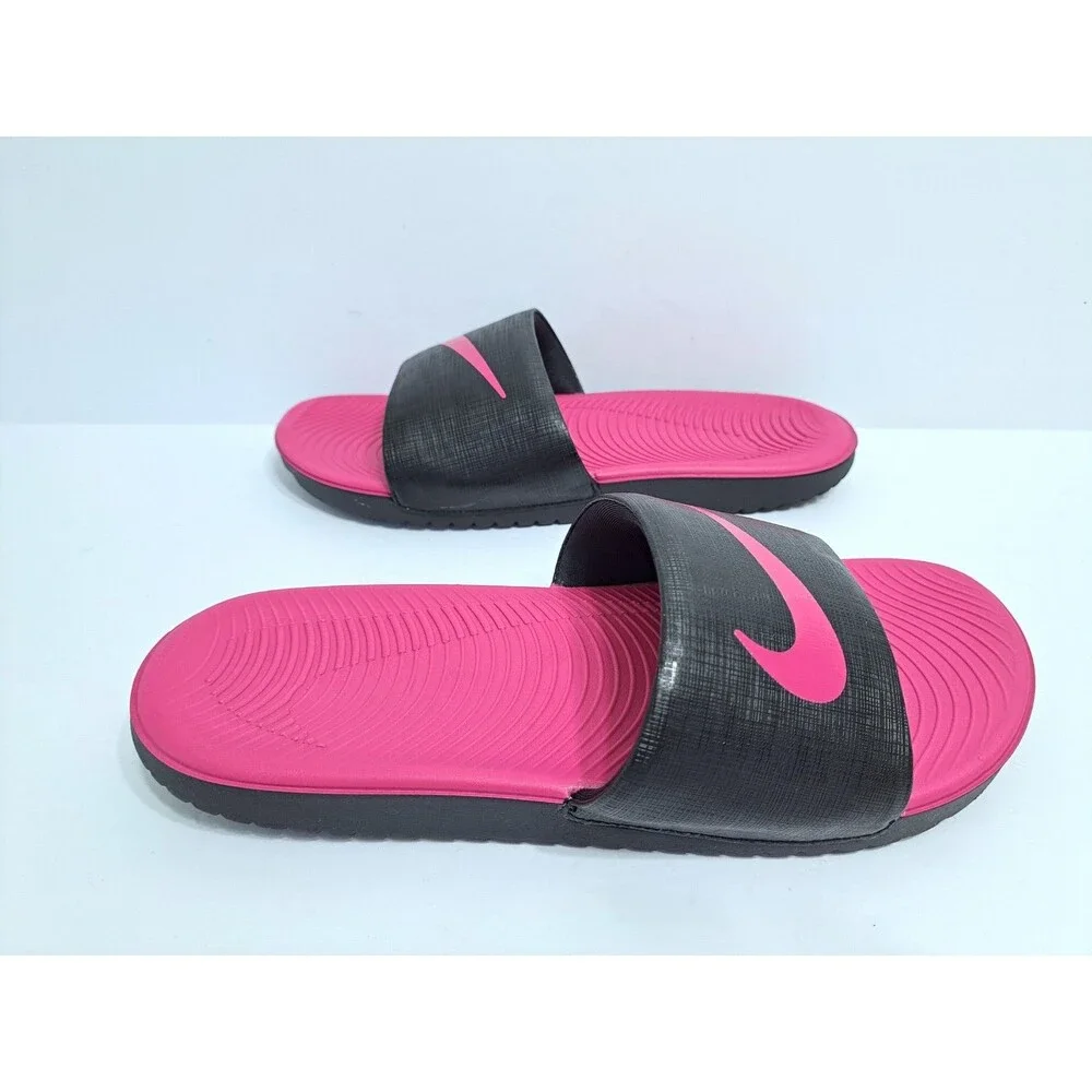Nike Kawa Slide Sandals Slides Black Pink Girls Size 6Y Beach Pool